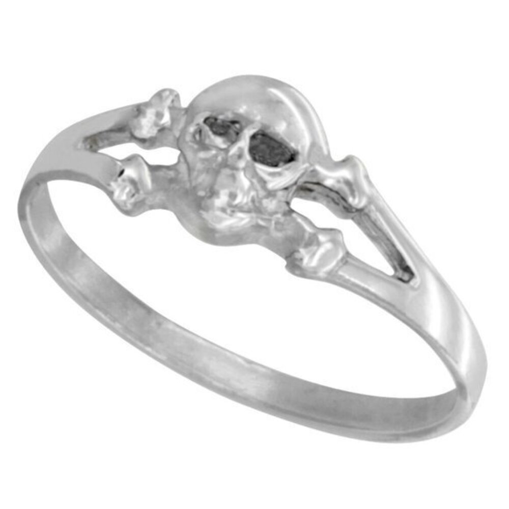 Sterling Silver Tiny Skull & Crossbone Ring 1/4 inch wide, sizes 6 7 8 9